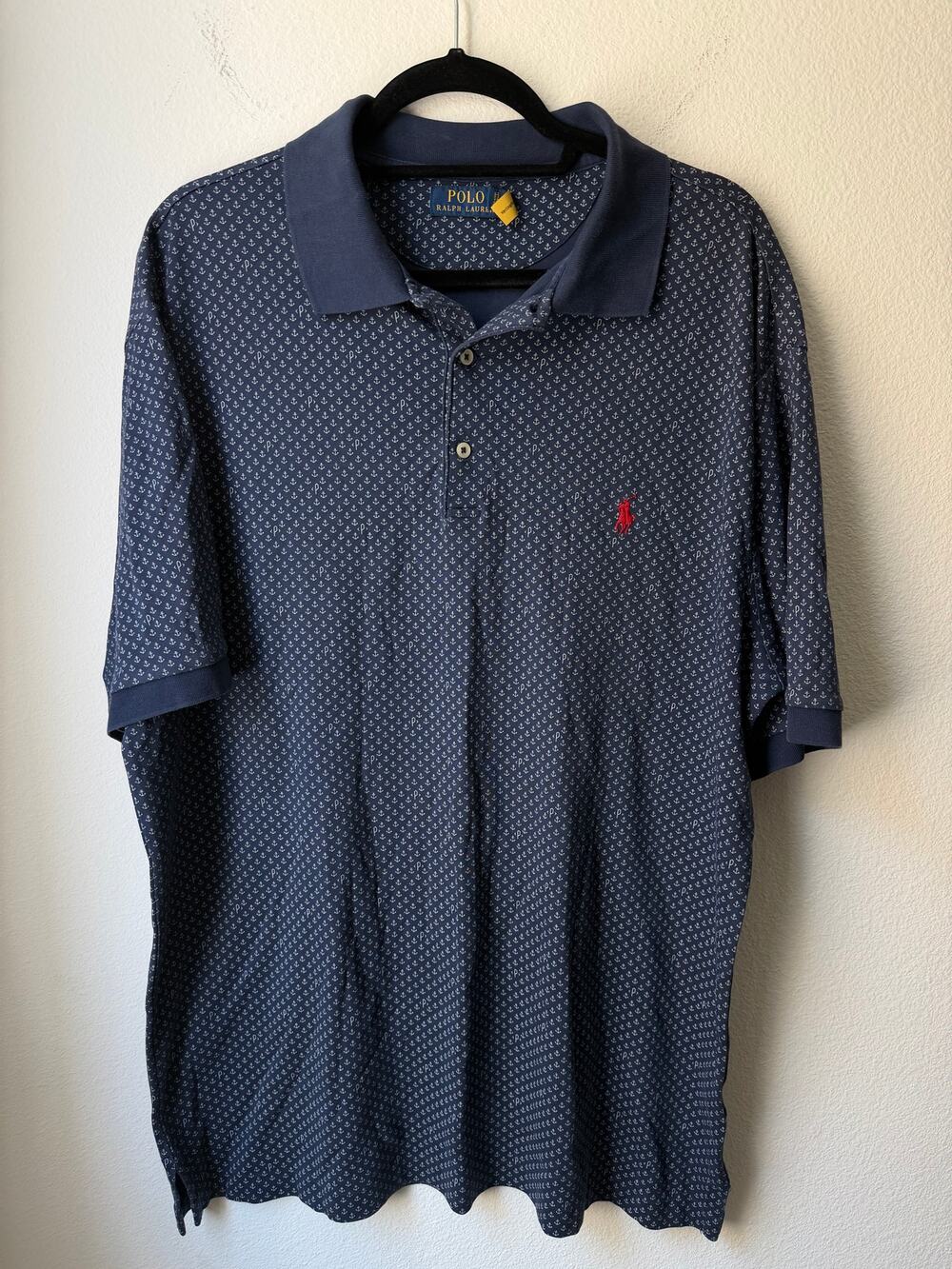 Polo Ralph Lauren Mens Blue Anchor Print Short Sleeve Shirt Size XL